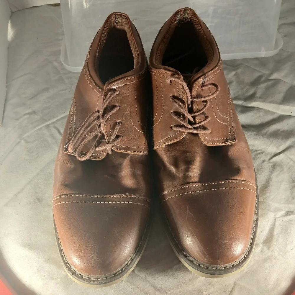 Alfani Theo Mens Brown Cap Toe Oxford Dress Shoes Memory Foam 9M 100147511‎